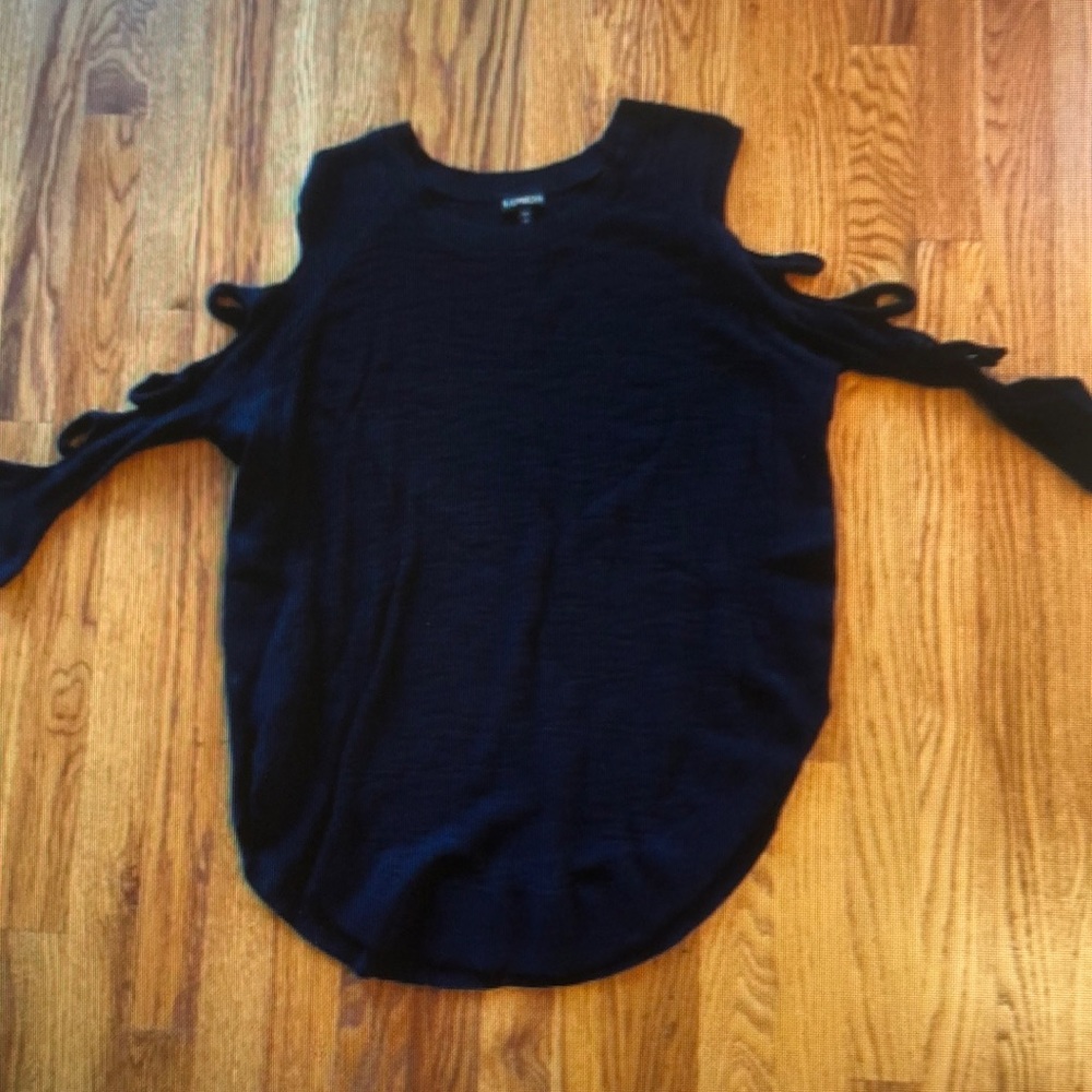 Express black sweater with open banded sleeves